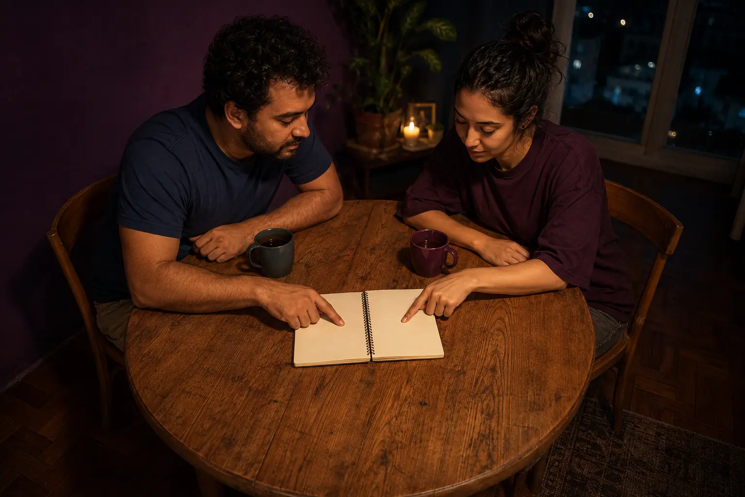 Casal busca uma solução conjunta à mesa